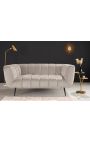 LETO 2-seater sofa in champagne-coloured velvet with black legs