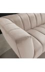 LETO 2-seater sofa in champagne-coloured velvet with black legs