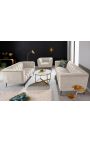 LETO 2-seater sofa in champagne-coloured velvet with black legs