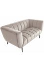 LETO 2-seater sofa in champagne-coloured velvet with black legs