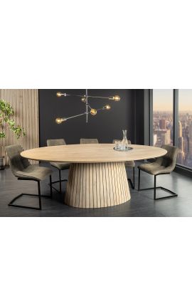 Mesa de comedor Oval PARMA 220 cm árbol de mango sólido blanqueado