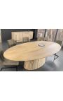 Mesa de comedor Oval PARMA 220 cm árbol de mango sólido blanqueado