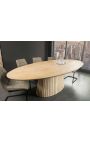 Mesa de comedor Oval PARMA 220 cm árbol de mango sólido blanqueado