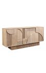 Credenza VALLA 4 porte in legno di Mango sbiancato disegno geometrico 3d