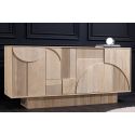 Sideboard VALLA 4 doors in Mango tree wood bleached 3d geometric pattern