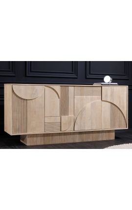 Sideboard VALLA 4 durvis Mango koka koka balināti 3D ģeometrisks modelis