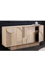 Credenza VALLA 4 porte in legno di Mango sbiancato disegno geometrico 3d