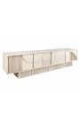 VALLA TV cabinet in Mango tree wood bleached with 3d geometric pattern