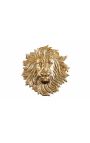 Décoration murale visage de lion en aluminium doré - 35 cm