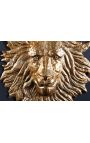 Décoration murale visage de lion en aluminium doré - 35 cm