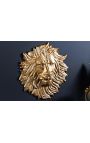 Décoration murale visage de lion en aluminium doré - 35 cm