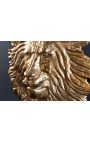 Décoration murale visage de lion en aluminium doré - 35 cm