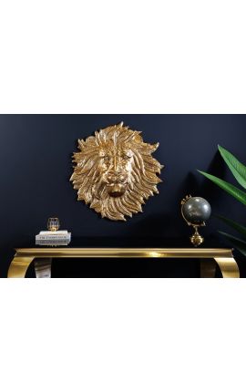 Grote wanddecoratie leeuwenkop goud aluminium - 60 cm