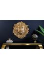 Grande décoration murale visage de lion en aluminium doré - 60 cm