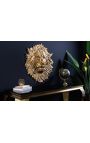 Grande décoration murale visage de lion en aluminium doré - 60 cm