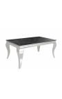 Modern baroque steel coffee table silver and top black ceramic