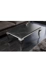 Modern baroque steel coffee table silver and top black ceramic