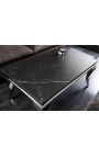 Modern baroque steel coffee table silver and top black ceramic