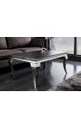 Modern baroque steel coffee table silver and top black ceramic