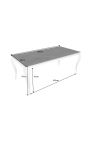 Moderna mesa de comedor de acero barroco plata, cerámica superior negro 180cm