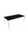 Moderna mesa de comedor de acero barroco plata, cerámica superior negro 180cm