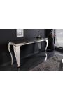 Modern baroque stainless steel console silver and top black ceramic