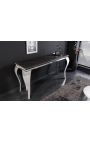 Modern baroque stainless steel console silver and top black ceramic