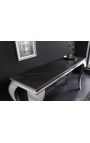 Modern baroque stainless steel console silver and top black ceramic