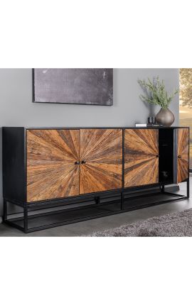 CUBA 4 porte Credenza in legno Mango con facciata Teck riciclata