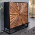 CUBA Highboard mit 2 Türen in Mango Holz mit recycelter Teakfront