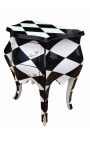 Nightstand (bedside) baroque commode 2 drawers checkered with silvered bronzes