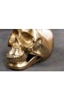 Runder Couchtisch mit goldenem Totenkopf und Glasplatte