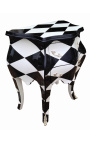 Nightstand (bedside) baroque commode 2 drawers checkered with silvered bronzes