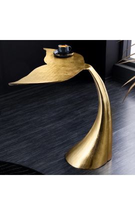 Side table "Whale swimmer" of gold aluminium