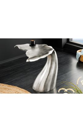 Table d&#039;appoint &quot;Nageoire de baleine&quot; en aluminium argenté