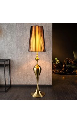 Baroková podlahová lampa 160 cm zlatý kov s čiernym stínom