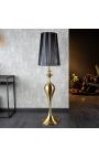 Barokna podna lampa 160 cm metal zlatne boje s crnom zaslonom za svjetiljke