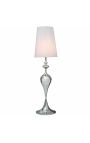 Lampada da terra barocco 160 cm metallo color argento con paralume bianco