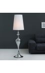 Lampa de podea barocă 160 cm metal argintiu cu umbrelă albă