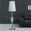 Barok golvlampa 160 cm silverfärgad metall med vit lampskärm