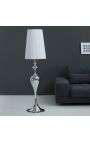 Barok golvlampa 160 cm silverfärgad metall med vit lampskärm