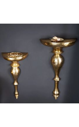 Modern Baroque wall console 60 cm of golden aluminium