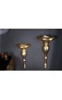 Modern Baroque wall console 60 cm of golden aluminium