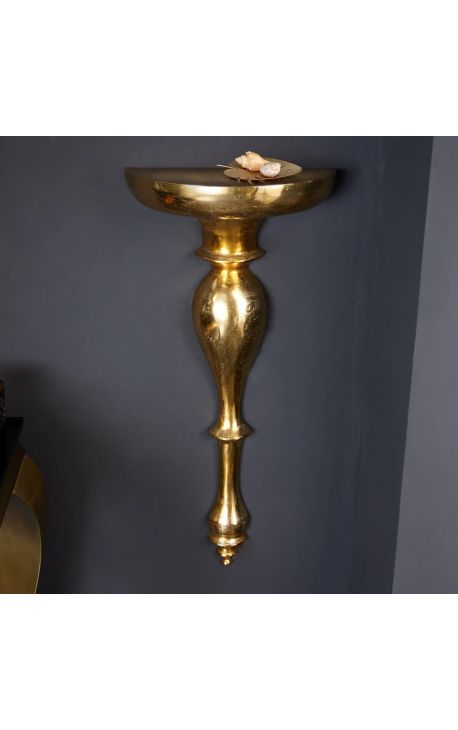 Modern Baroque wall console 80 cm of golden aluminium