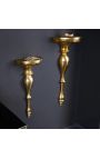 Modern Baroque wall console 80 cm of golden aluminium