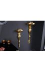 Modern Baroque wall console 80 cm of golden aluminium