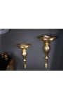 Modern Baroque wall console 80 cm of golden aluminium