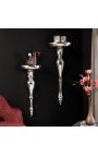 Modern Baroque wall console 80 cm of silver aluminium