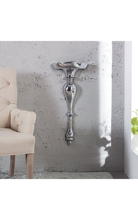 Modern Baroque wall console 60 cm of silver aluminium