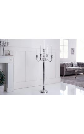 Large candleholder 120 cm of aluminium silver 5 arms